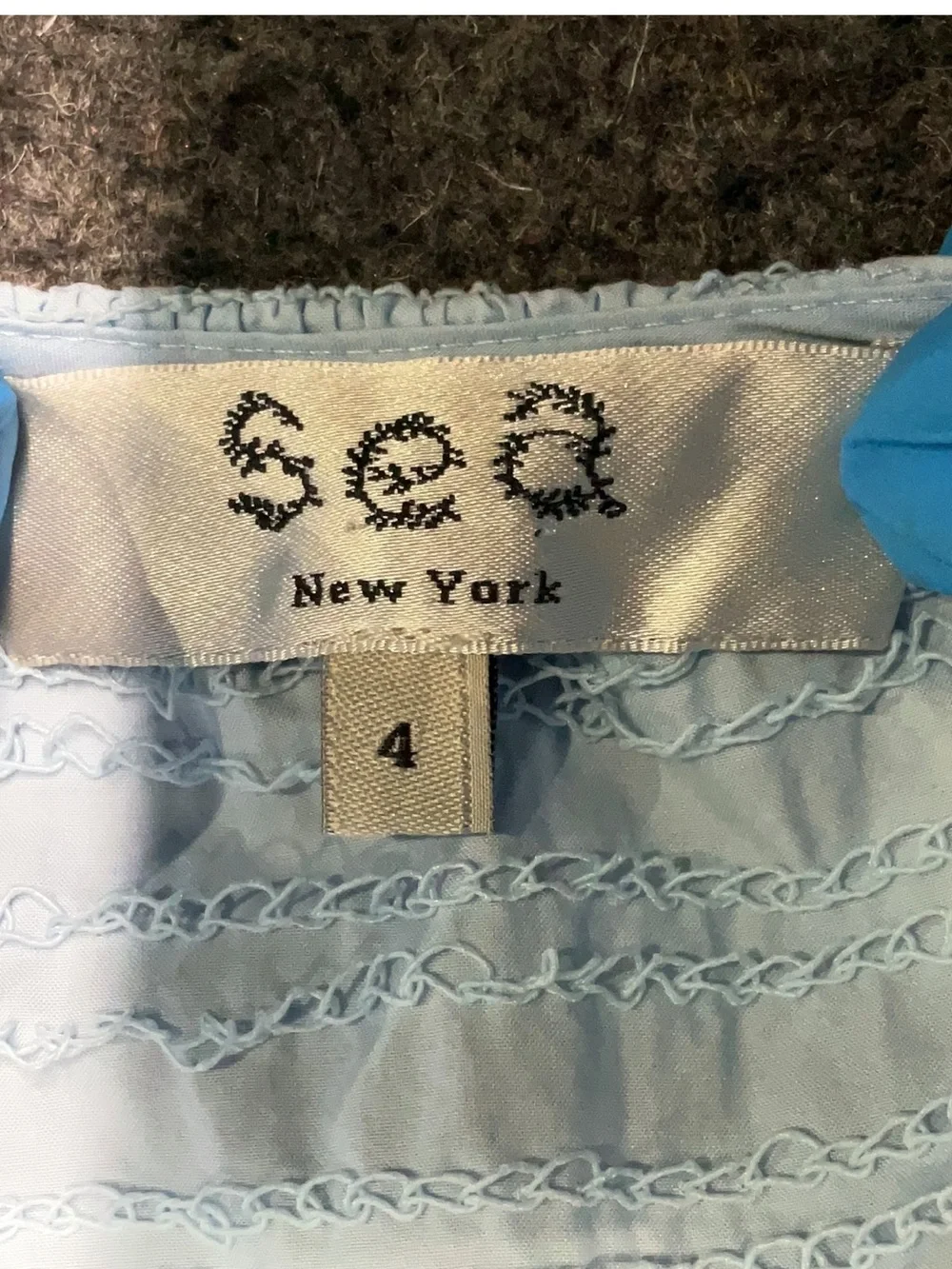 Sea New York Light Blue Ruffled Tiered Dress